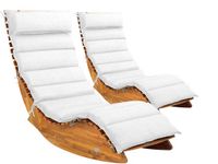 Casaria Set van 2 Ligstoelen Java - FSC® Acaciahout met Kussen - Crème
