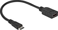 Allteq HDMI kabel - Mini HDMI type-C - 10.2 Gbps - 4K@30 Hz - Male to Female - 0.2 Meter - Zwart