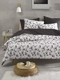 De Witte Lietaer Aileen Linge de lit : housse de couette et taie d'oreiller, coton, blanc-noir, 140 x 220 cm