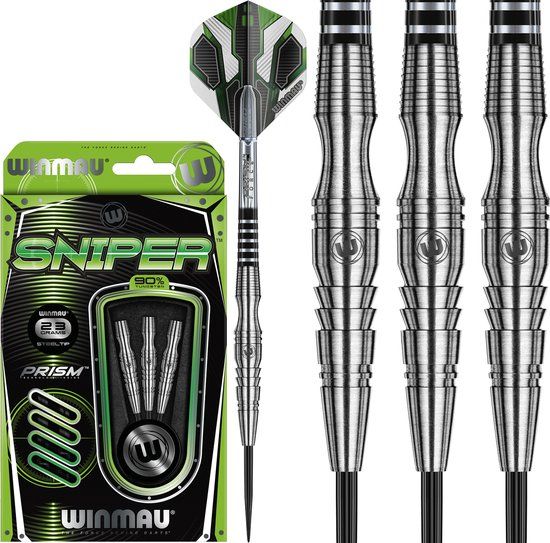 WINMAU Sniper Steeltip Dartpijlen - 23g - Zwart/Groen