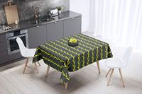 Bonamaison Tafelkleed, Anti-Mold, Sneldrogend, Waterdicht, 100% Polyester Tafellaken, Neon Geel, Rook, 140 x 140 Cm