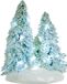 Luville 3 Arbres enneigés sur socle Blanc Lumière H12cm