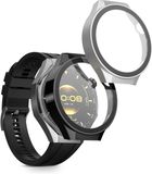kwmobile 2x hoes compatibel met Huawei Watch GT6 Pro 46mm hoesje - Cover van kunststof en glas - Hoesje voor activity tracker - In zwart/zilver