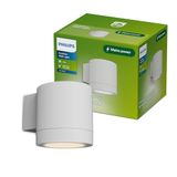 Philips Fylx Buitenwandlamp + GU10 LED spot, Warmwit Licht, IP44 Weerbestendig, Duurzaam, Aluminium, Modern Design, Wit