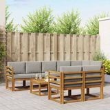 vidaXL Acacia Hout Hoek Loungeset 8-Zitter Natuurlijk en Lichtgrijs