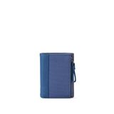 NAVA Design - Trifold portemonnee met 6 vakken voor creditcards en kaarten, kleur blauw/limoen - afmetingen 9 x 11 x 2 cm