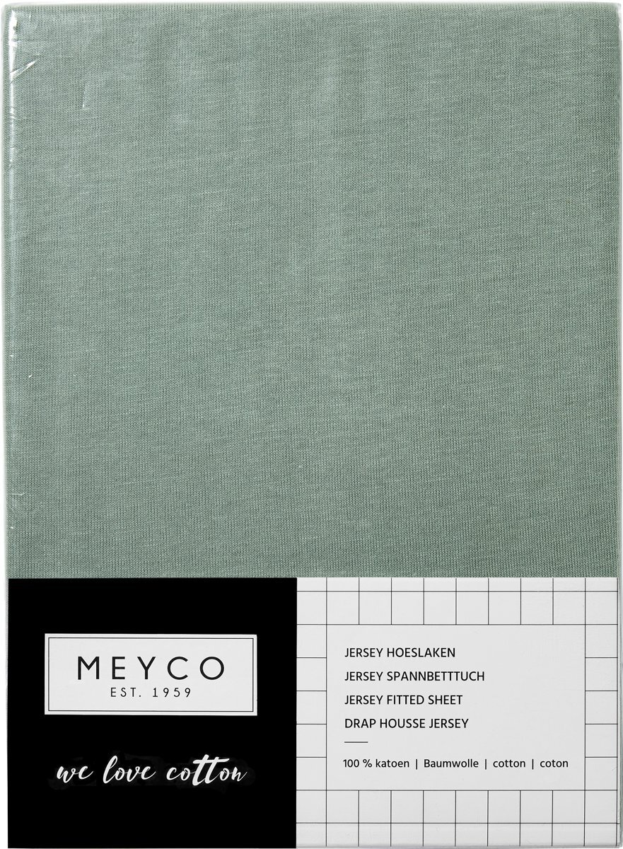 Meyco jersey hoeslaken stone green 40 x 80/90 cm