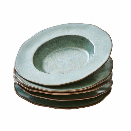 LOBERON Soepbord set van 6 Biarré turquoise/bruin