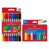 FABER-CASTELL Schoolset met waskrijtjes en dubbele viltstiften