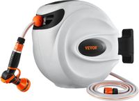 VEVOR Intrekbare tuinslanghaspel, 1/2" x 100 ft wandgemonteerde slanghaspel, zware tuin met 9 patronen mondstuk, elk lengteslot, automatisch terugspoelen langzaam retoursysteem en 180 ° draaibare