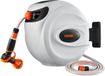VEVOR Intrekbare tuinslanghaspel, 1/2" x 100 ft wandgemonteerde slanghaspel, zware tuin met 9 patronen mondstuk, elk lengteslot, automatisch terugspoelen langzaam retoursysteem en 180 ° draaibare