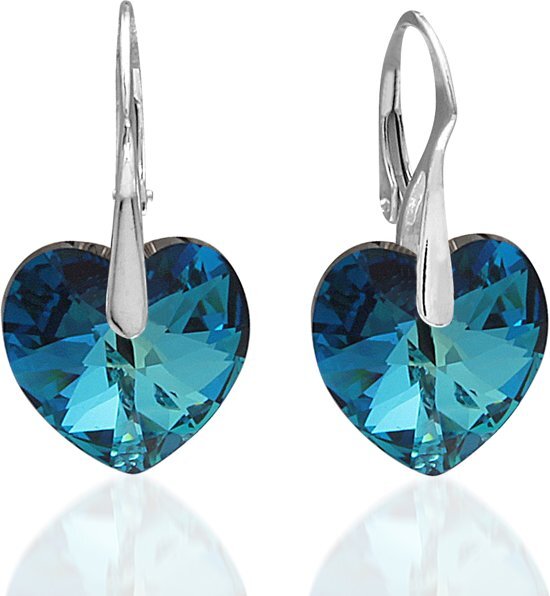 Montebello Oorbellen Kolby Blue - Dames - 925 Zilver - SWAROVSKI ELEMENTSâ„¢ - Hart - 30 x 14 mm