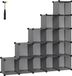SONGMICS Étagère à chaussures, 15 cubes, plastique, gris