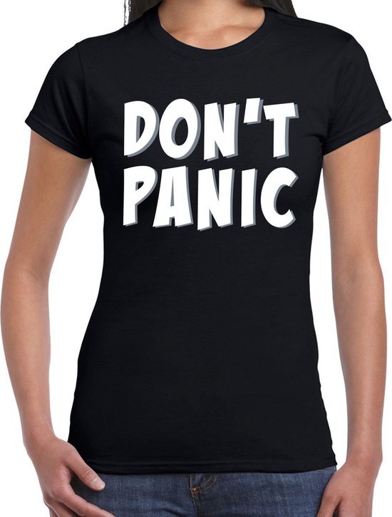 Bellatio Decorations Dont panic / geen paniek t-shirt zwart voor dames S