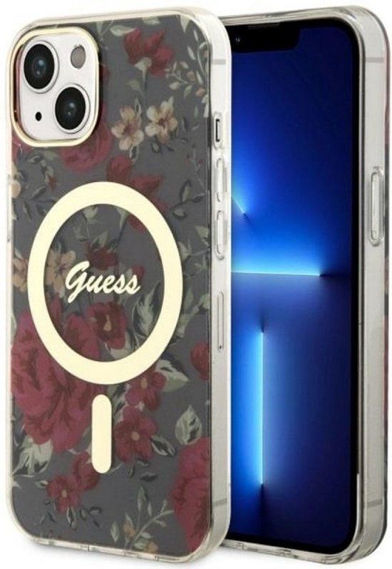 Guess Flower Back Case for Apple iPhone 14 - Khaki