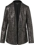 comma Indoor-Blazer Vrouwen Zwart Polyester Glitter Lange mouw Reverskraag Haaksluiting Regular Fit Feest 38