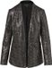 comma Indoor-Blazer Vrouwen Zwart Polyester Glitter Lange mouw Reverskraag Haaksluiting Regular Fit Feest 38