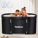Todeco Baignoire pliante pour adulte, grande baignoire portable mobile pour douche et spa, pour petite salle de bain, baignoire de trempage autoportante renforcée pour bain de glace chaud, 120x55x50cm (noir)