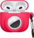 kwmobile oordopjes case geschikt voor Apple Airpods 4 hoesje - Oortjes cover met AirTag houder - In-ear koptelefoon hoes - Silicone in neon roze