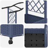 vidaXL Verhoogd bed met trellis en dak Grijs 124 x 40 x 129 cm PP