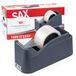 SAX Tape it Easy XXL eenhands plakbanddispenser extra zwaar, voor 1 x 50 mm band of 2 x 25 mm band, pakketbanddispenser met penhouder, antislip, incl. dubbelzijdig lemmet, antraciet