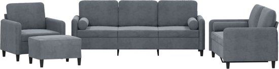 vidaXL 4-delige Loungeset met kussens fluweel donkergrijs