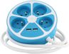 Chacon Prise Design Circulaire 4 x 16 A câble 1,5 - Bleu - M avec 2 USB-A + interrupteur