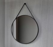 Quality Heating Miroir rond Salle de bain miroir 80 cm Avec sangle tendance Avec cadre noir