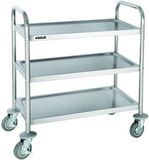 Vogue Serveerwagen met 3 Bladen - Keukentrolley op Wieltjes - RVS - Small - 71x40,5x(H)82,5cm