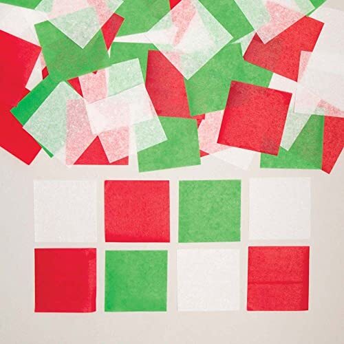 Baker Ross FE804 Kerstmis Mini Tissue Papier Vierkantjes - Pak van 3000, Creatieve Kunst en Knutsel Benodigdheden voor Kinderen, Ideaal voor Knutselactiviteiten, Collages en Displays