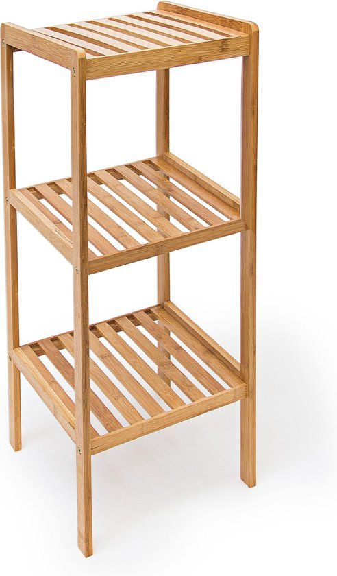 Relaxdays Badkamerrek Bamboe - 3 Planken - 79x33x33cm - Lichtbruin