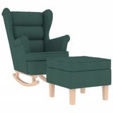 vidaXL Fauteuil à bascule Tissu Vert foncé Bois