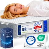 ELONEO Visco Topper 160x200 cm – 8 cm Haut – Matelas topper en mousse à mémoire avec sangles d'angle et housse en maille respirante