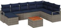 vidaXL Tuinbank - Set - 9 - st - Grijs - poly - rattan