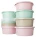 Boîtes de conservation - 1 litre - Lot de 12 pièces - Sans BPA - Vert, rose, beige et marron