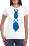 Bellatio Decorations Shoppartners Bv Wit t-shirt met Schotse vlag stropdas dames - Schotland supporter M