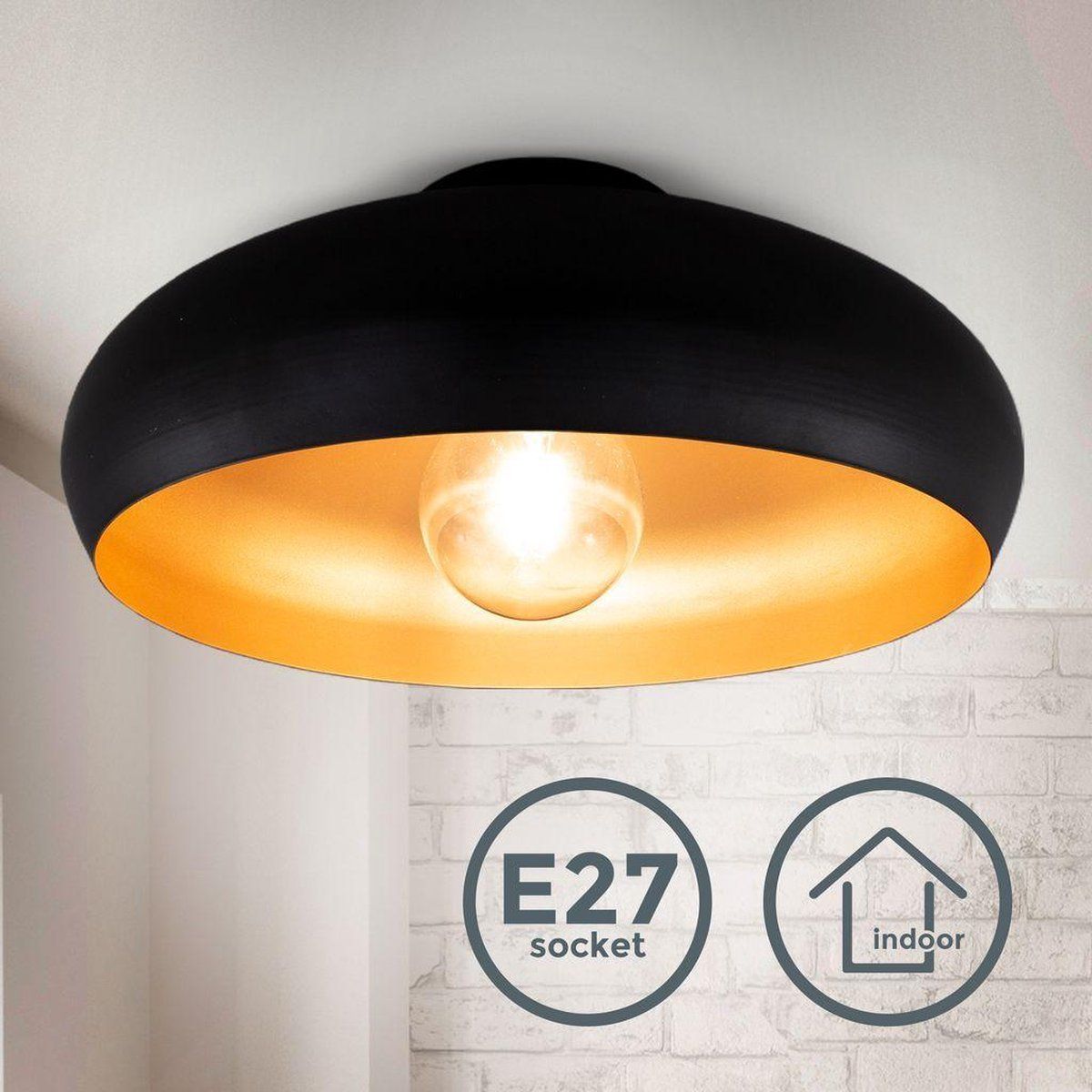 B.K.Licht Plafondlamp - Zwart Goud - Ø40cm - E27 - Industrieel Design