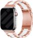 Strap-it Stalen schakel band - Geschikt voor Apple Watch bandje - Series 1/2/3/4/5/6/7/8/9/10/11/SE/SE2/SE3 - Rose Gold/Wit - Metalen band met RVS vlindersluiting - RVS iWatch bandje voor maat: 38 / 40 / 41 / 42mm