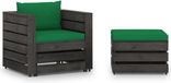 vidaXL Loungeset grijs geïmpregneerd hout met kussens