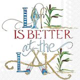 IHR Ideal Home Range Party Napkins Rosanne Beck Disposable 3-Ply Paper Lunch Napkin Pack, 6.5" x 6.5", Lake Life, 20-Count