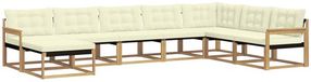 vidaXL Ensemble de canapé d'extérieur 8 pièces Blanc et crème Acacia massif