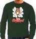 Bellatio Decorations Shoppartners Bv Foute Kerst sweater / Kerst trui met hamsterende kat Merry Christmas groen voor heren XXL