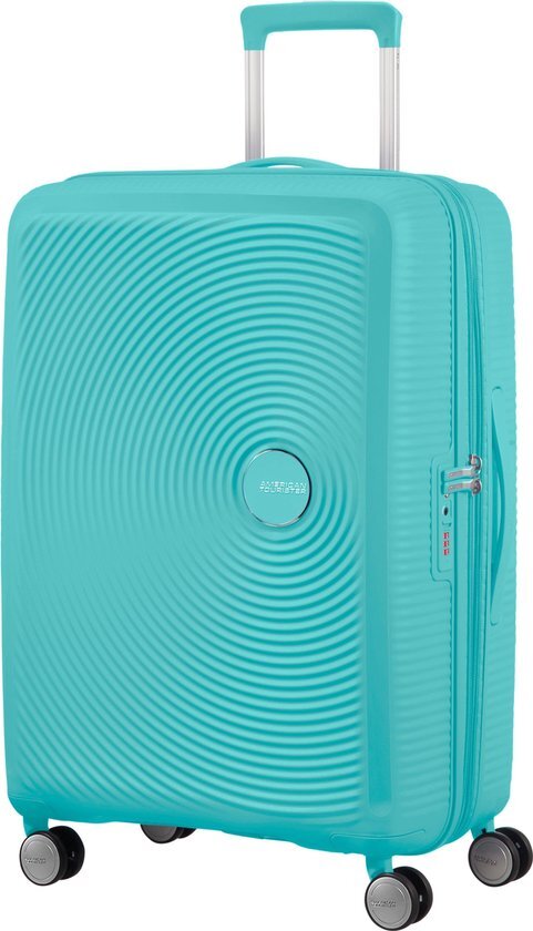 American Tourister American Tourister Soundbox Spinner 67 Expandable poolside blue Harde Koffer Blauw