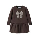 NAME IT Mini robe à volants et imprimé - brun foncé