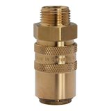 Riegler Temperierkoppeling DN 6, buitendraad, messing 2.0401, G 1/4 recht, PN max. 15 bar, medium/omgevingstemperatuur -20 °C tot 160 °C.