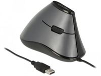 Delock Ergonomische bedrade USB muis met 5 knoppen - 1200 DPI / zwart/grijs - 1.8 meter