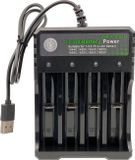 DrPhone BC4S - Batterij Oplader - 4 Sloten - 18650 - Indicator - USB aansluiting