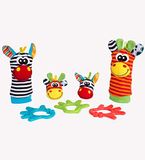 Playgro Cadeauset met rammelaars van junglevriendjes, cadeauset, 7 stuks, rammelaars voor polsjes en voetjes, vanaf 0 maanden, veelkleurig, 40190