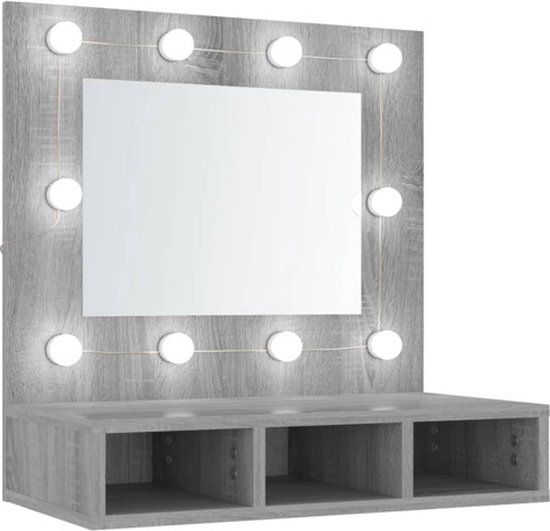 vidaXL Spiegelkast met LED-verlichting 60x31,5x62 cm grijs sonoma