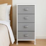 Amazon Basics Stoffen opbergmeubel met 4 lades, duurzaam stalen frame en verwijderbare lades, wit
